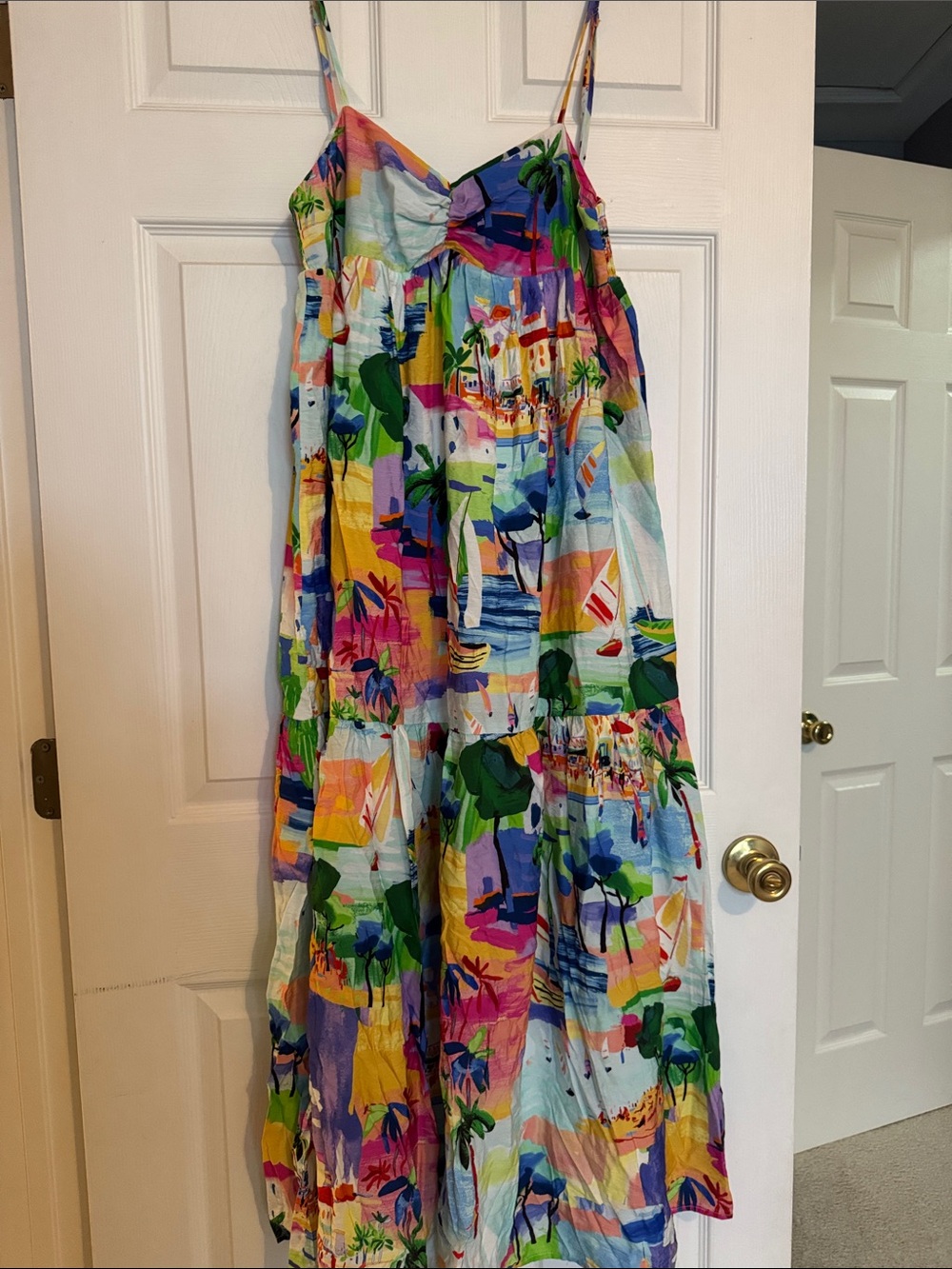 Aqua Multicolor Pink Blue Yellow Printed One-Piece